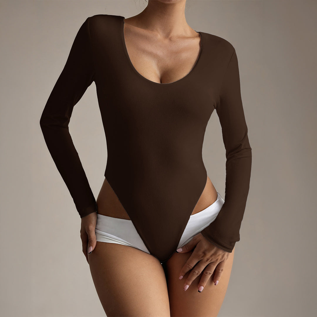 Damen Figurumspielender Langarm-Bodysuit mit tiefem Ausschnitt Echo Archiv