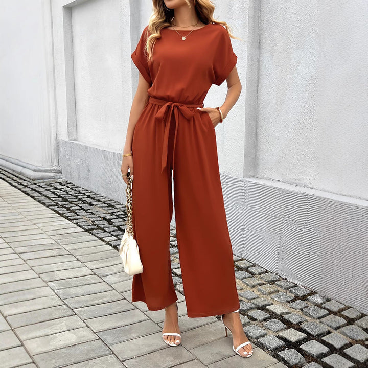 Damen Jumpsuit mit Weitem Bein und Taillengürtel Echoarchiv
