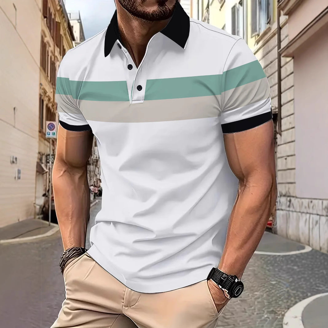 Herren Poloshirt mit modischem Blockstreifen-Design Echoarchiv