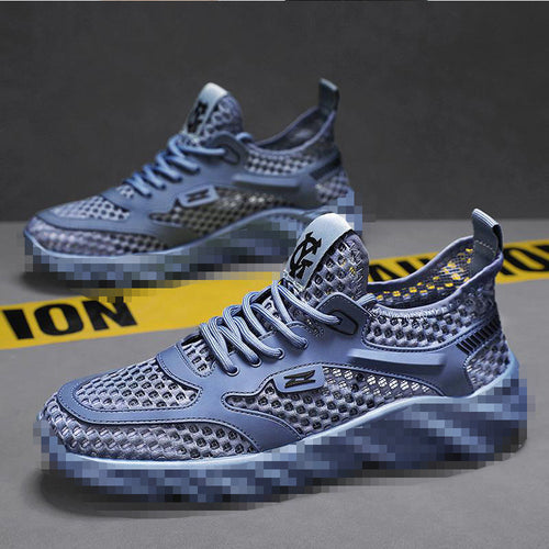 Herren Atmungsaktiver Mesh-Freizeitsneaker mit strukturierter Wellen-Plateausohle Echoarhiv