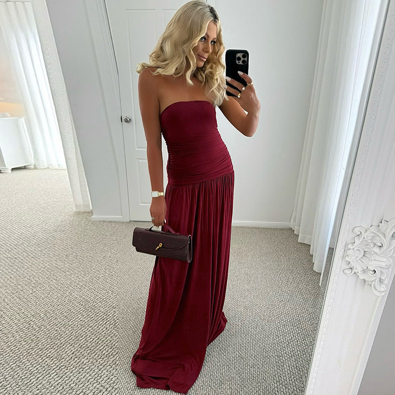 Damen Maxikleid mit elastischem Oberteil und fließendem Rock Echo Archiv