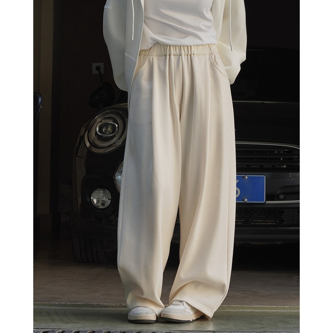 Damen Weite High‑Waist Palazzo‑Loungehose mit elastischem Bund Echoarchiv