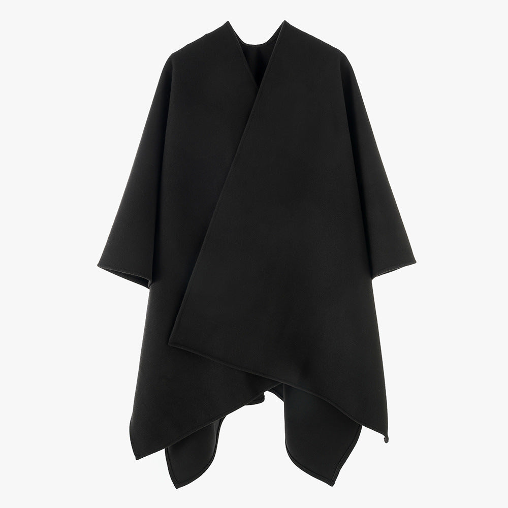 Damen Oversize Filz‑Cape mit Wickeloptik und verdeckter Kantenverarbeitung – Avérine