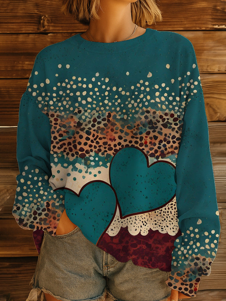 Damen Geblümter Oversize-Sweatshirt-Pullover mit Rundhals und Ballonärmeln – Avérine
