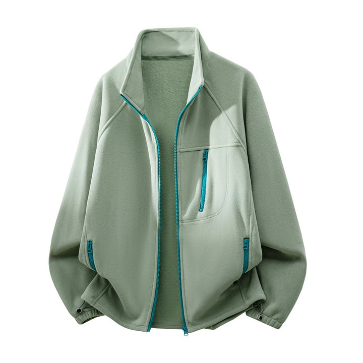 Unisex funktionale Mikrofleece Leistungsjacke mit Stehkragen, Brustreißverschluss und ergonomischen Raglanärmeln – Taviero