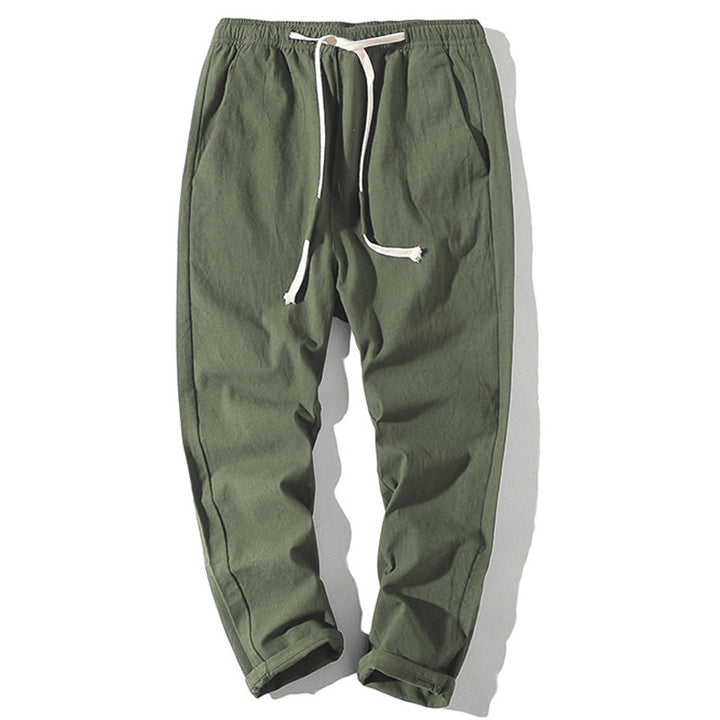 Herren nan leichte Leinenhose mit elastischem Bund und Kordelzug, tapered Schnitt und aufrollbarem Saum Echo Archiv