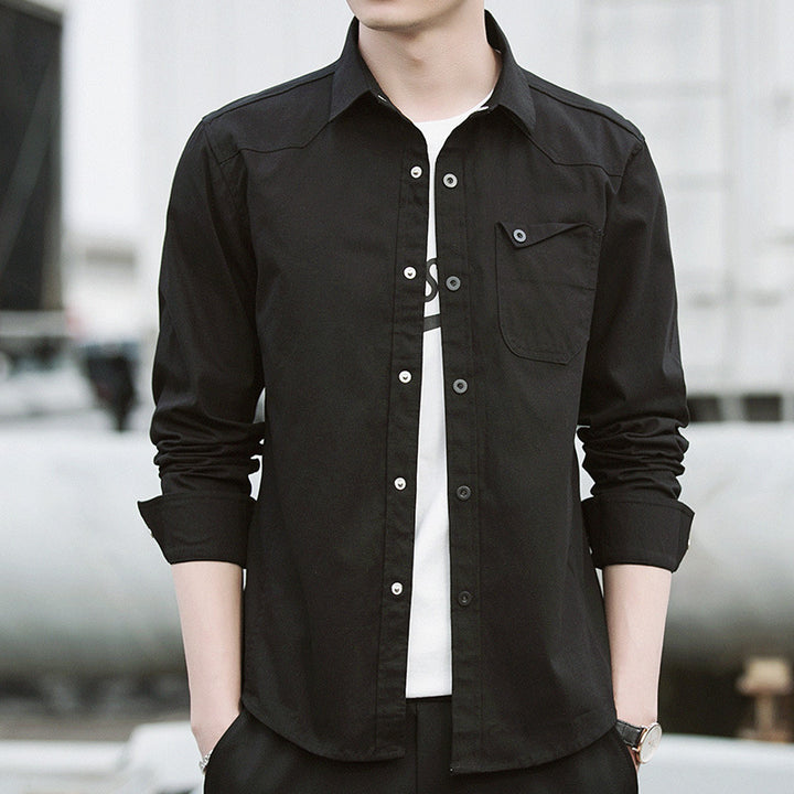 Herren Baumwoll-Overshirt im Worker-Style mit Brustpattentasche und Hemdkragen Echoarchiv