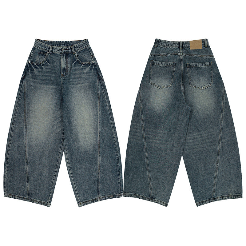 Unisex Extremweite Denimhose im skulptierten Baggy‑Schnitt mit tiefem Schritt Echo Archiv