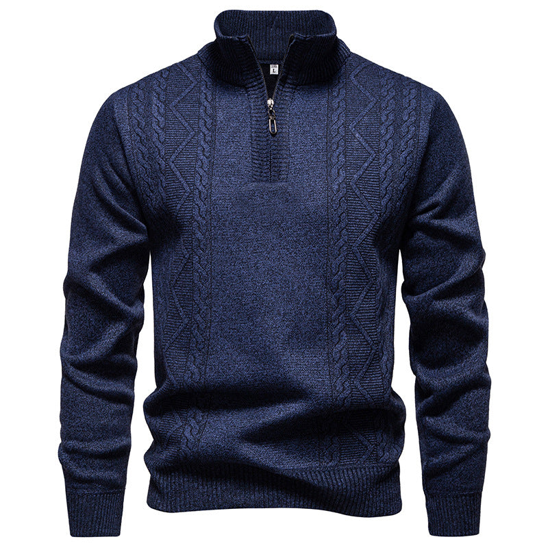Herren nan gehobener Strickpullover mit Halbzip, Stehkragen und dekorativem Zopfmuster Echo Archiv