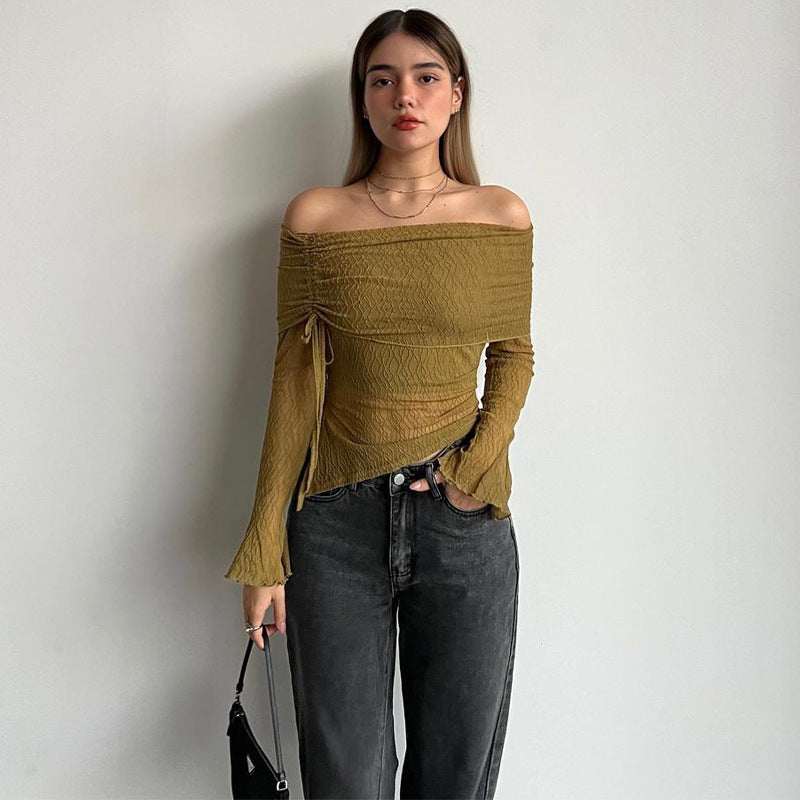 Damen Off-Shoulder Oberteil mit zarten Rüschendetails Echo Archiv