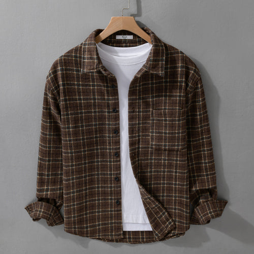 Herren Lockeres Flanell-Hemdjacken-Overshirt mit weichem Griff und aufgesetzter Brusttasche Echoarchiv