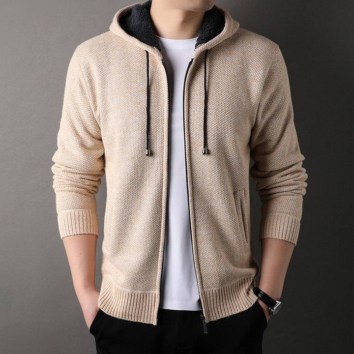 Herren modische Strickjacke mit Kapuze und weich gefüttertem Innenfutter Echoarchiv