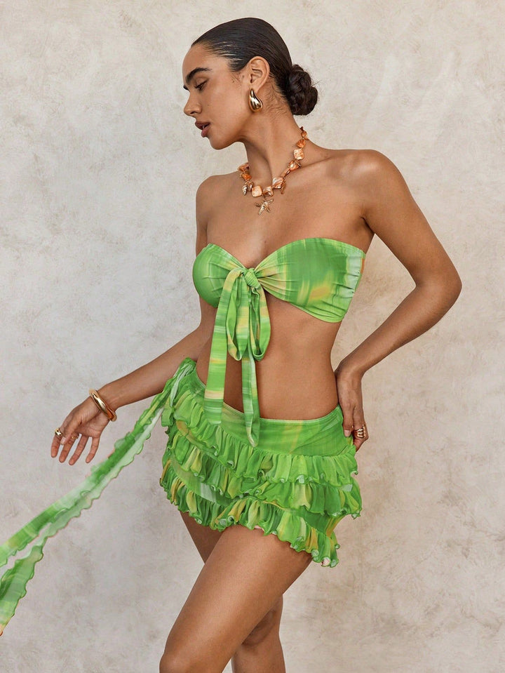 Damen Bandeau-Bikini mit modischen Rüschendetails Echo Archiv
