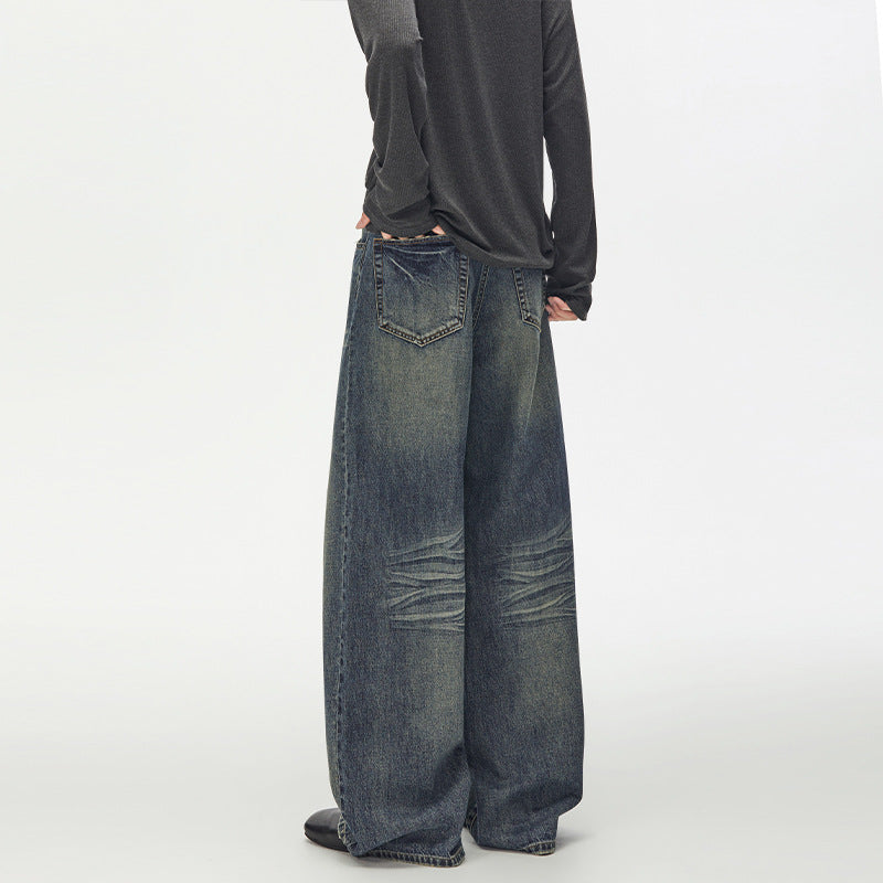 Damen Extraweite Vintage-inspirierte Palazzodenim mit tiefem Schritt und geprägten Falten Echo Archiv