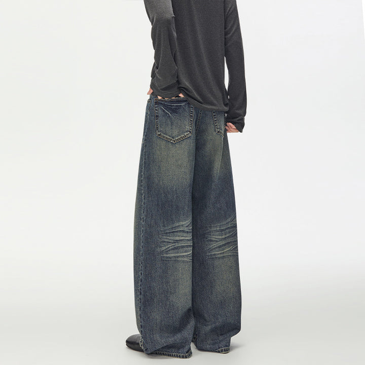 Damen Extraweite Vintage-inspirierte Palazzodenim mit tiefem Schritt und geprägten Falten Echo Archiv