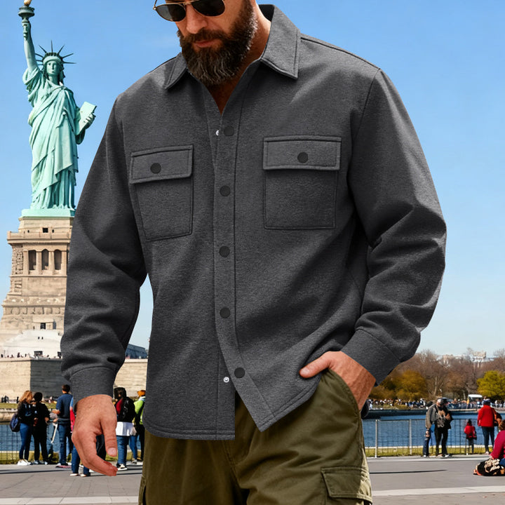 Herren nan lässige Hemdjacke aus Baumwollmischung mit aufgesetzten Brusttaschen Echo Archiv