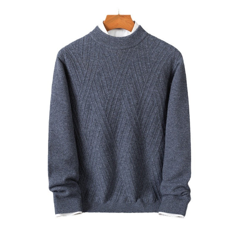 Herren eleganter Rollkragenpullover mit feinem Rautenmuster Echoarchiv