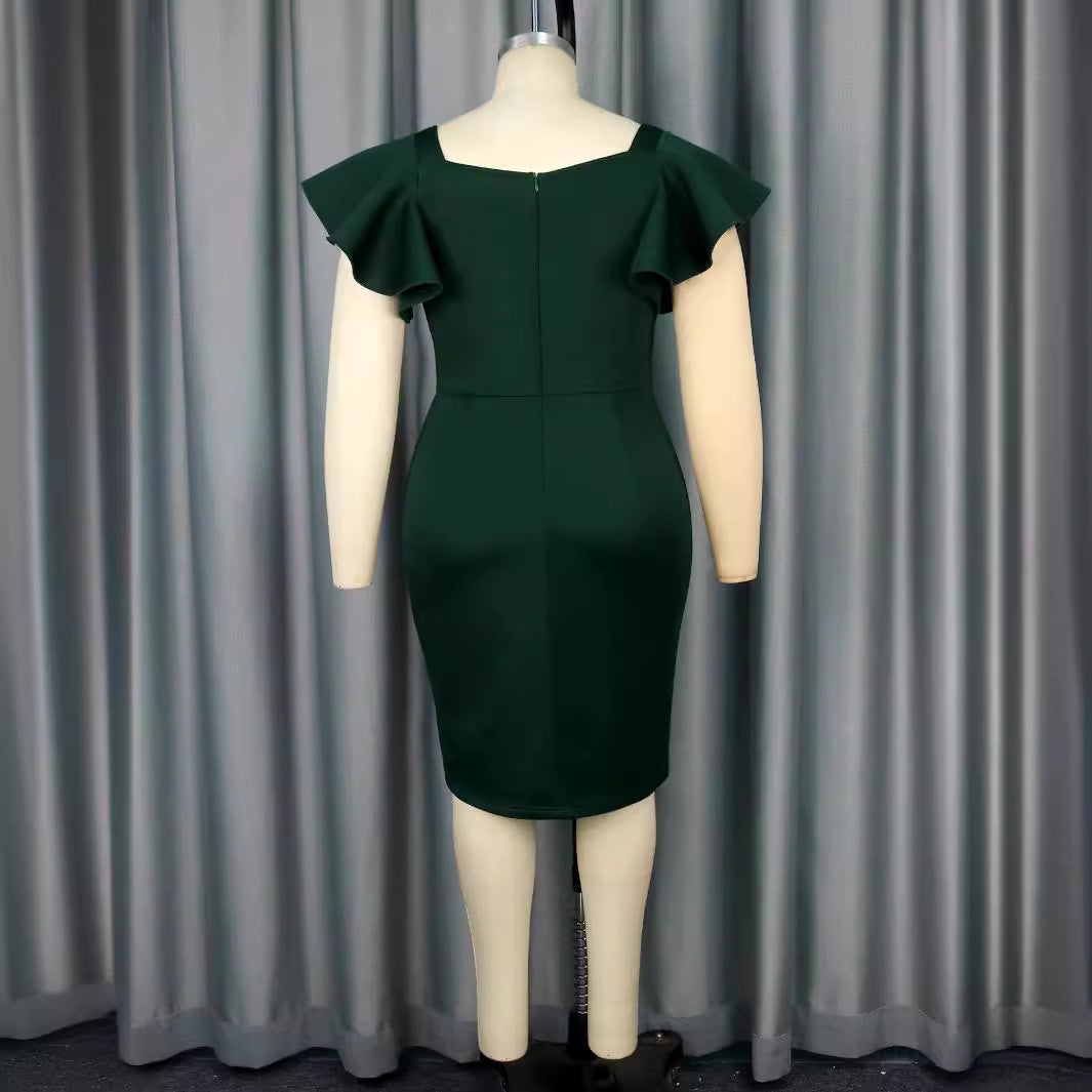 Damen figurbetontes Kleid mit großem Schleifenakzent und seitlichem Schlitz Echo Archiv