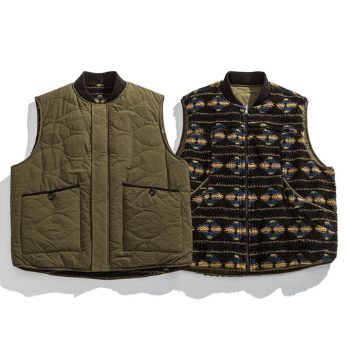 Unisex Wendbare gesteppte Weste mit Jacquard‑Fleece und aufgesetzten Taschen Echo Archiv