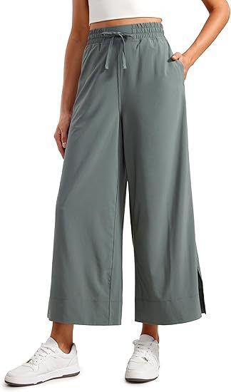 Damen weite Culotte-Hose mit elastischem Bund, Tunnelzug und seitlichen Schlitzen – Avélisse