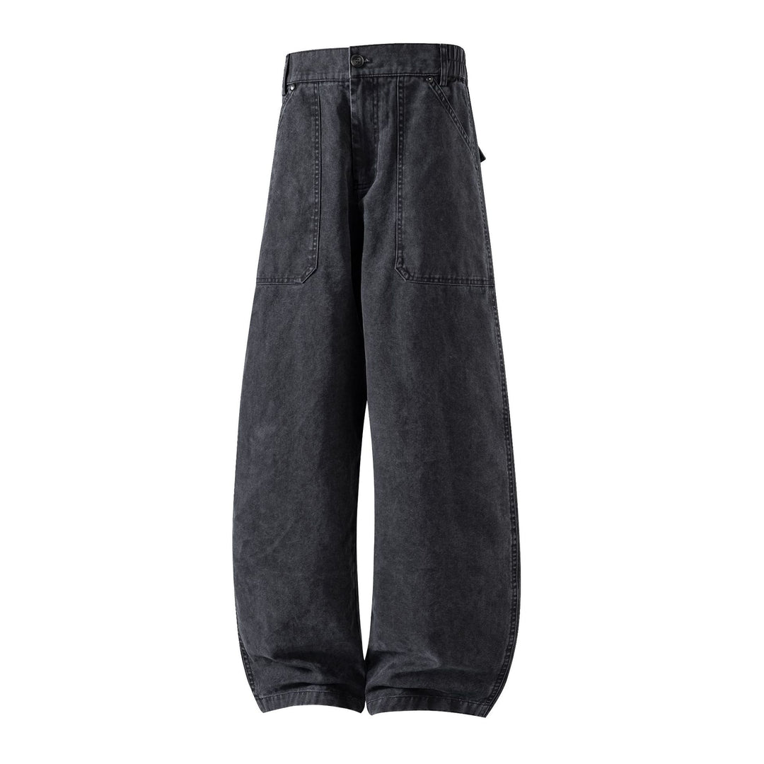 Damen Utility-Denimhose mit hoher Taille, extra weitem Bein und aufgesetzten Taschen Echoarchiv