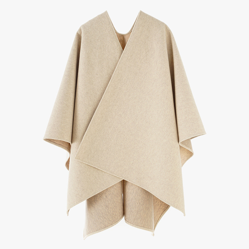 Damen Oversize-Capeponcho mit Wickeloptik und V-Ausschnitt Echo Archiv