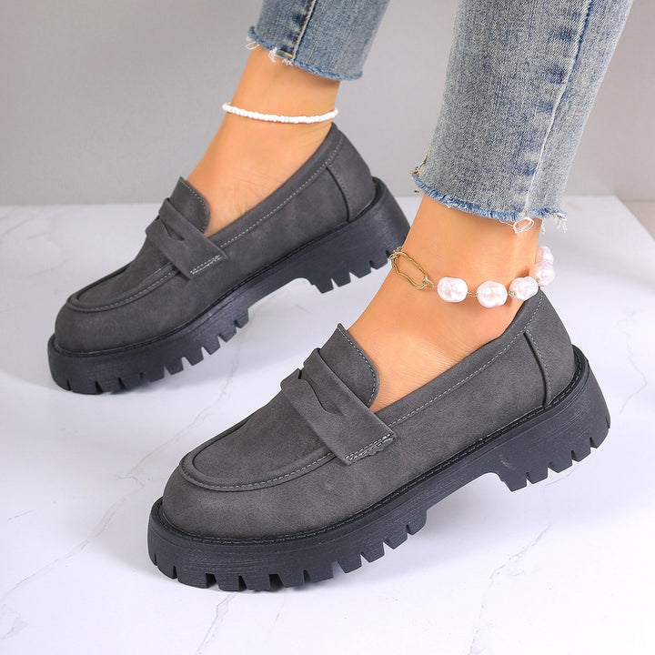 Damen nan Plateau-Loafer mit Profilsohle und Velourslederoptik Echo Archiv