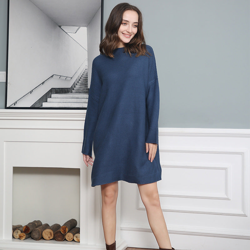 Damen Oversize Strick-Tunika mit kurzem Stehkragen und überschnittener Schulter Echo Archiv