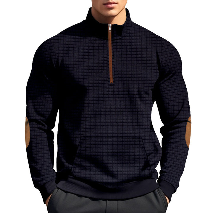 Herren sportlicher Pullover mit halbem Reißverschluss und strukturierter Oberfläche Echoarchiv