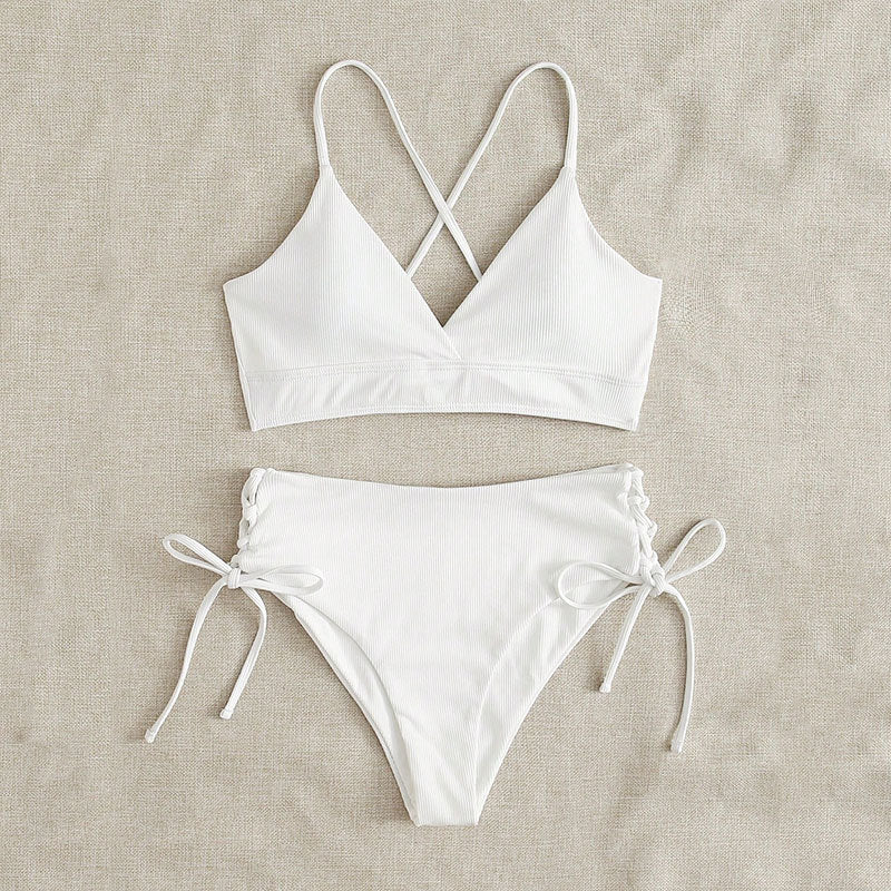 Damen Hochtaillierter Bikini mit verstellbaren Schnürdetails – Maréssa