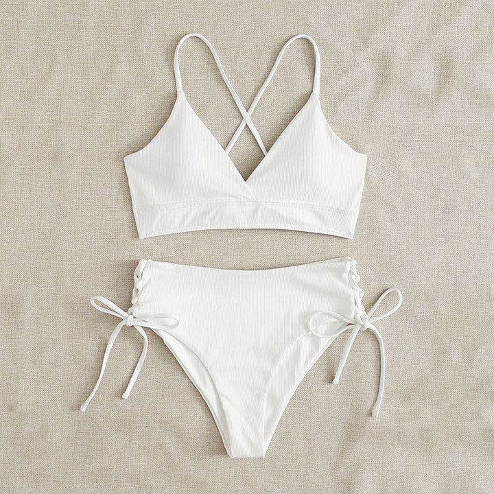 Damen Hochtaillierter Bikini mit verstellbaren Schnürdetails – Maréssa