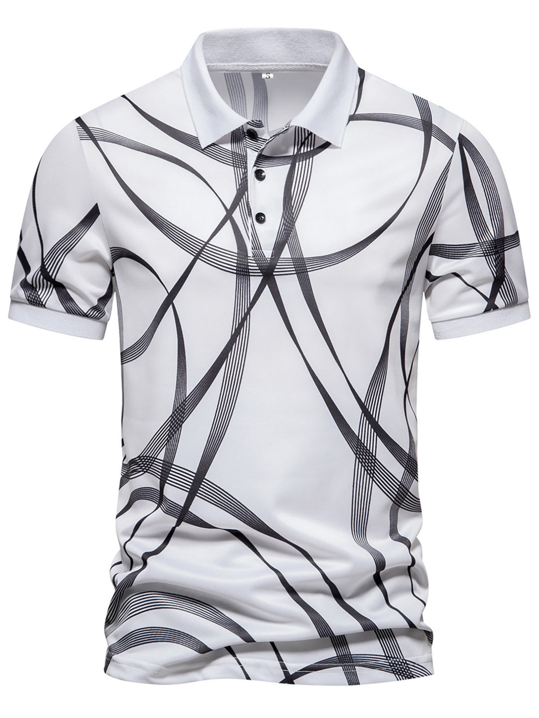 Herren Poloshirt mit modernem grafischen Muster und atmungsaktiven Eigenschaften Echoarchiv