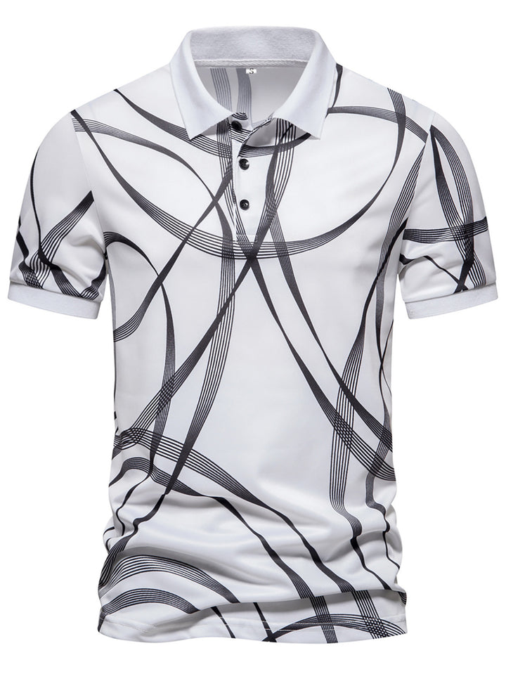 Herren Poloshirt mit modernem grafischen Muster und atmungsaktiven Eigenschaften Echoarchiv