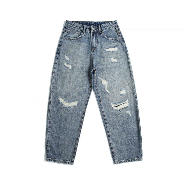 Damen Hochtaillierte Baggy-Jeans mit Rissen und geradem Bein Echo Archiv