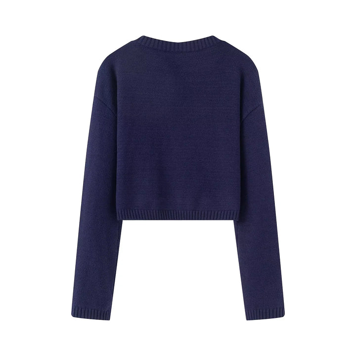 Damen nan kurz geschnittener Strickpullover mit Intarsien-Schleifenmotiv Echo Archiv