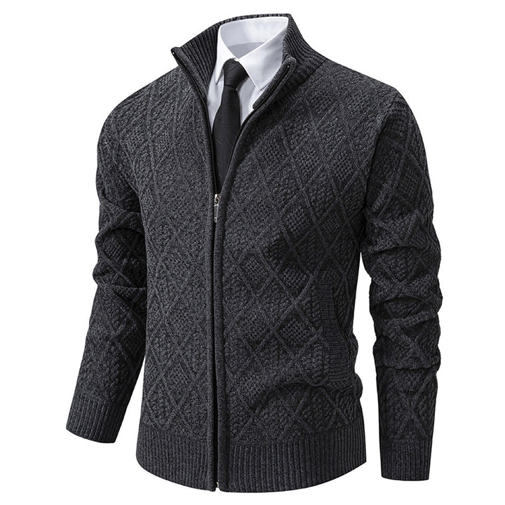 Herren modische Strickjacke mit grafischem Zipper-Design Echoarchiv