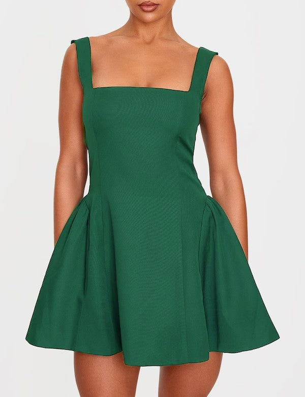 Damen A-Linien Kleid mit quadratischem Ausschnitt und angeschnittenen Taschen Echo Archiv