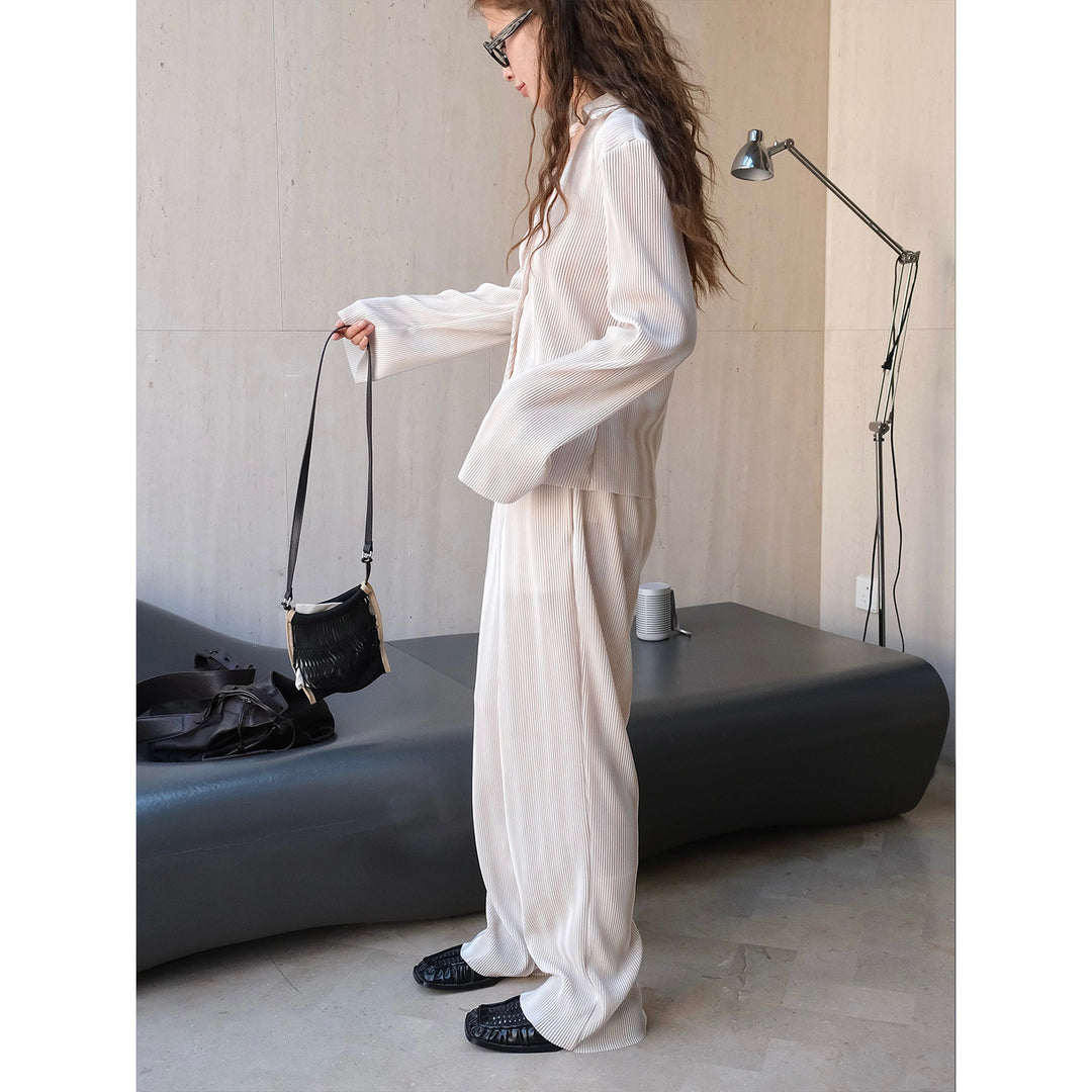 Damen Weite Palazzo‑Hose aus geripptem Feinstrick mit Elastbund Echoarchiv