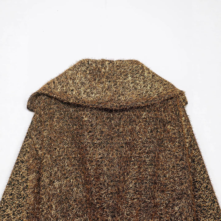 Damen cropped Glitzer-Strickjacke mit Reißverschluss und weitem Schalkragen – Veloura