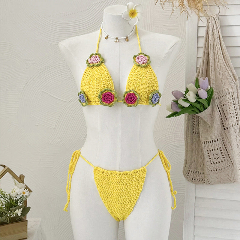 Damen Elegantes Häkel-Bikini-Set mit floralen Applikationen Echo Archiv