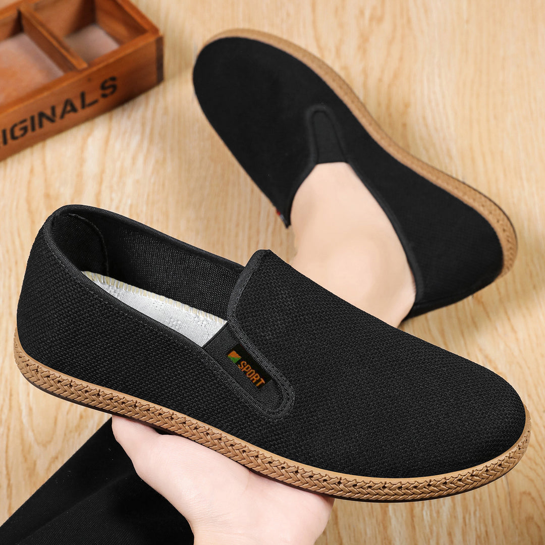 Herren nan leichter Slip-On Freizeitschuh aus atmungsaktivem Strick mit geflochtener Leichtsohle Echo Archiv