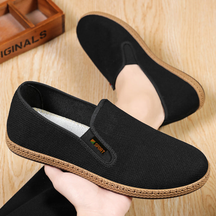 Herren nan leichter Slip-On Freizeitschuh aus atmungsaktivem Strick mit geflochtener Leichtsohle Echo Archiv