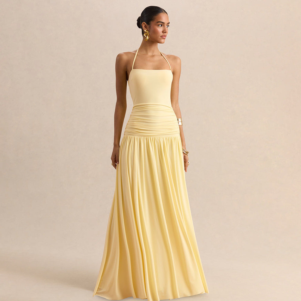 Damen Elegantes Maxikleid mit rüschiertem Oberteil und zarter Silhouette Echo Archiv