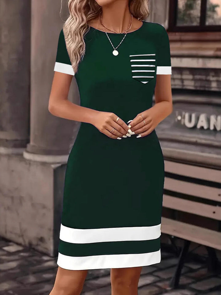 Damen Freizeitkleid mit modischem Streifendesign und praktischer Brusttasche Echoarchiv