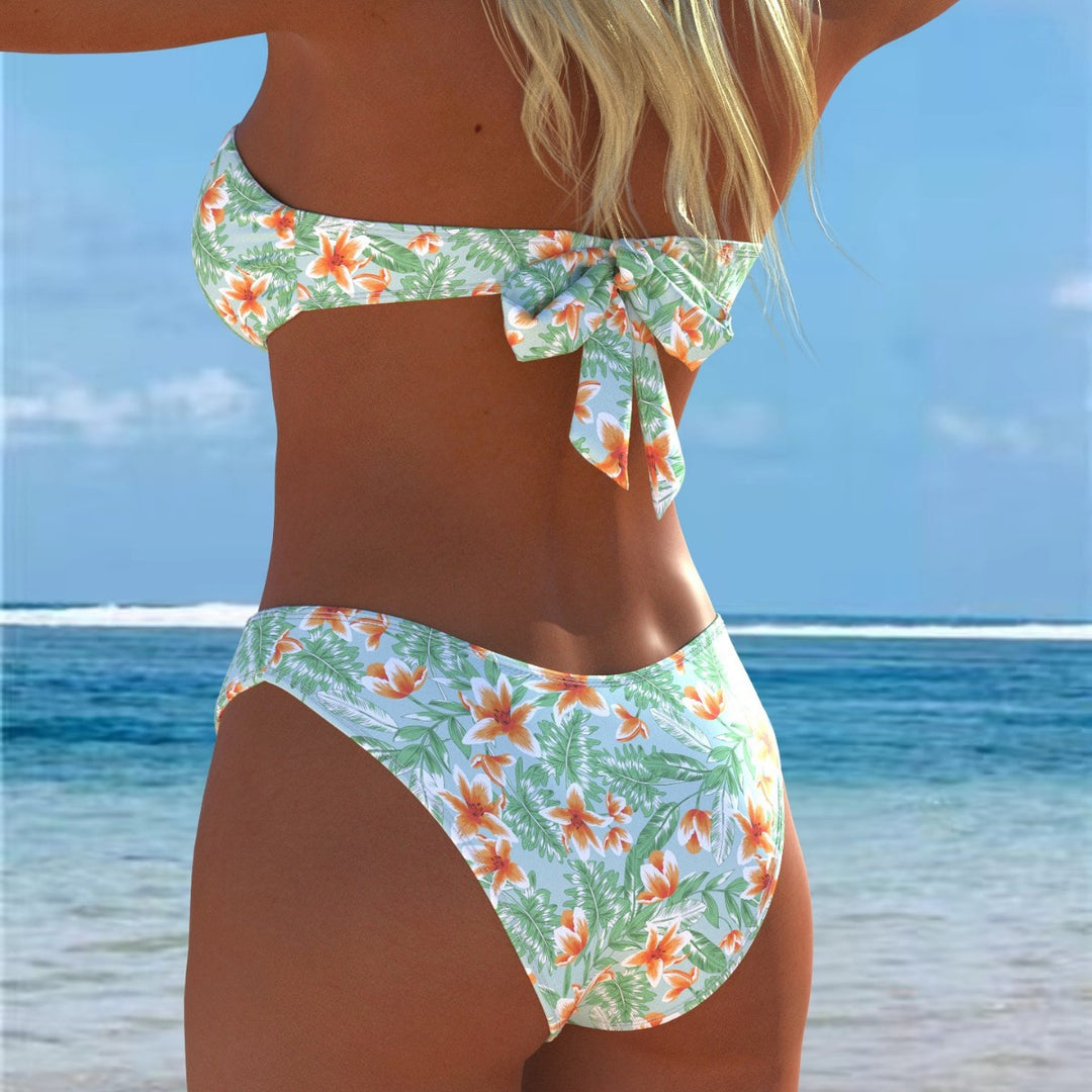 Damen Bandeau-Bikini mit einzigartigem Federmuster und hohem Taillenschnitt Echo Archiv