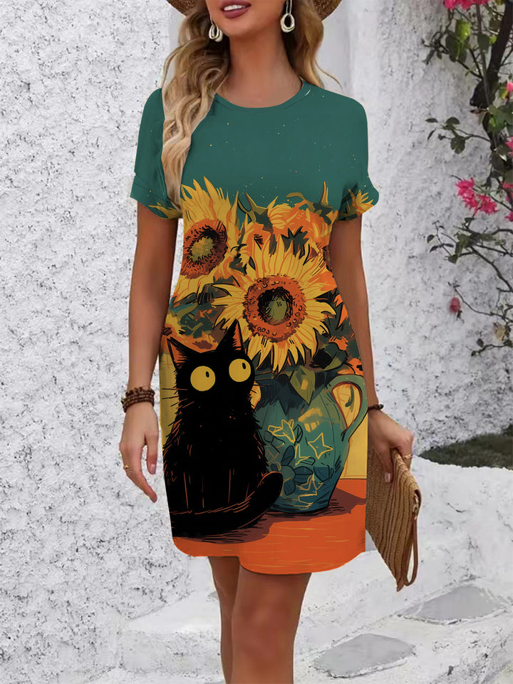 Damen T-Shirt Kleid mit floralem Design und bequemem Schnitt Echo Archiv