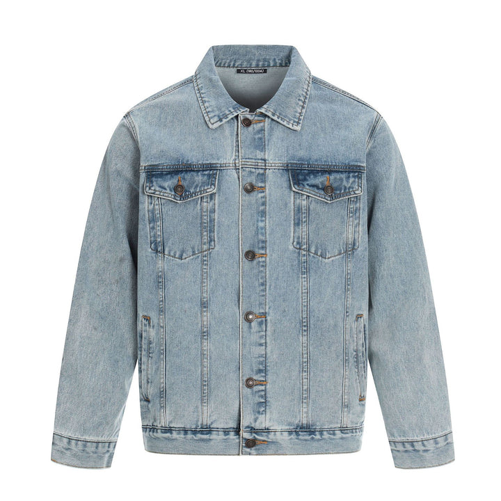 Herren Jeansjacke im Used-Effekt mit Pattentaschen und geradem Schnitt Echoarchiv