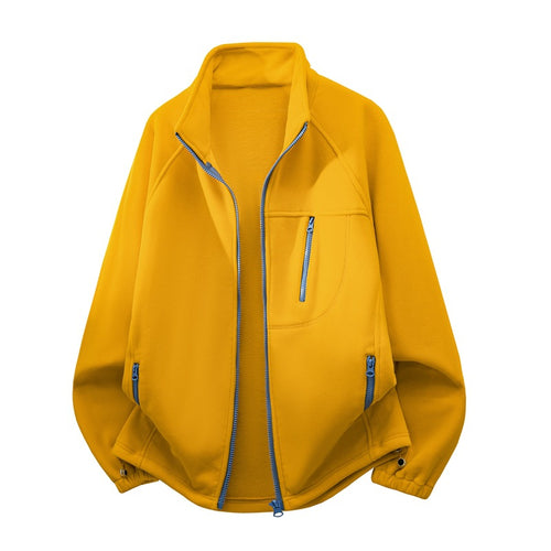 Unisex funktionale Mikrofleece Leistungsjacke mit Stehkragen, Brustreißverschluss und ergonomischen Raglanärmeln – Taviero