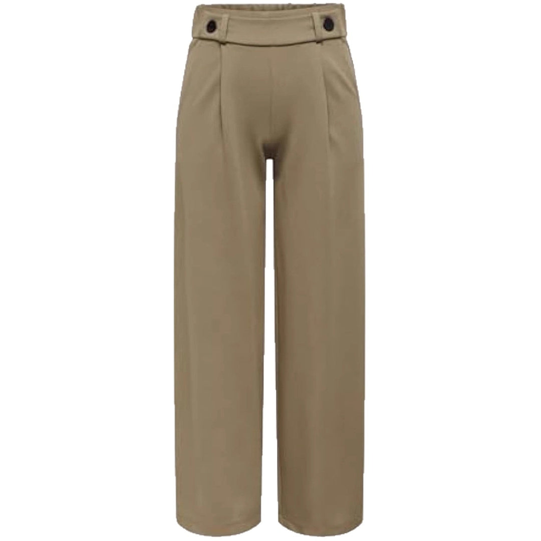 Damen High-Waist Culottehose mit Zierknopf-Bund und weitem Bein – Avélisse