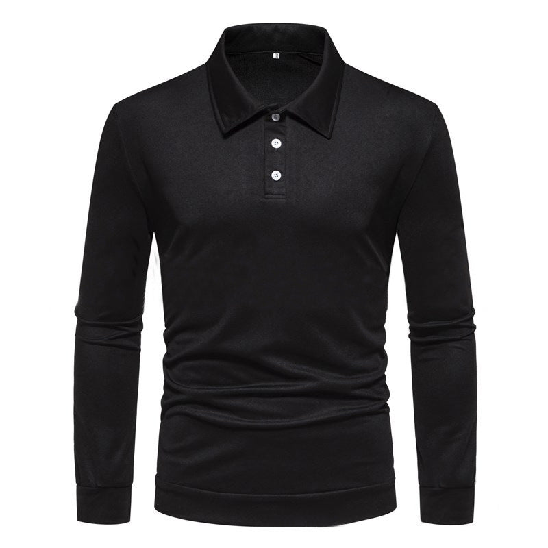 Herren Langarm Polohemd aus atmungsaktivem Stoff mit modernen Knopfdetails Echoarchiv